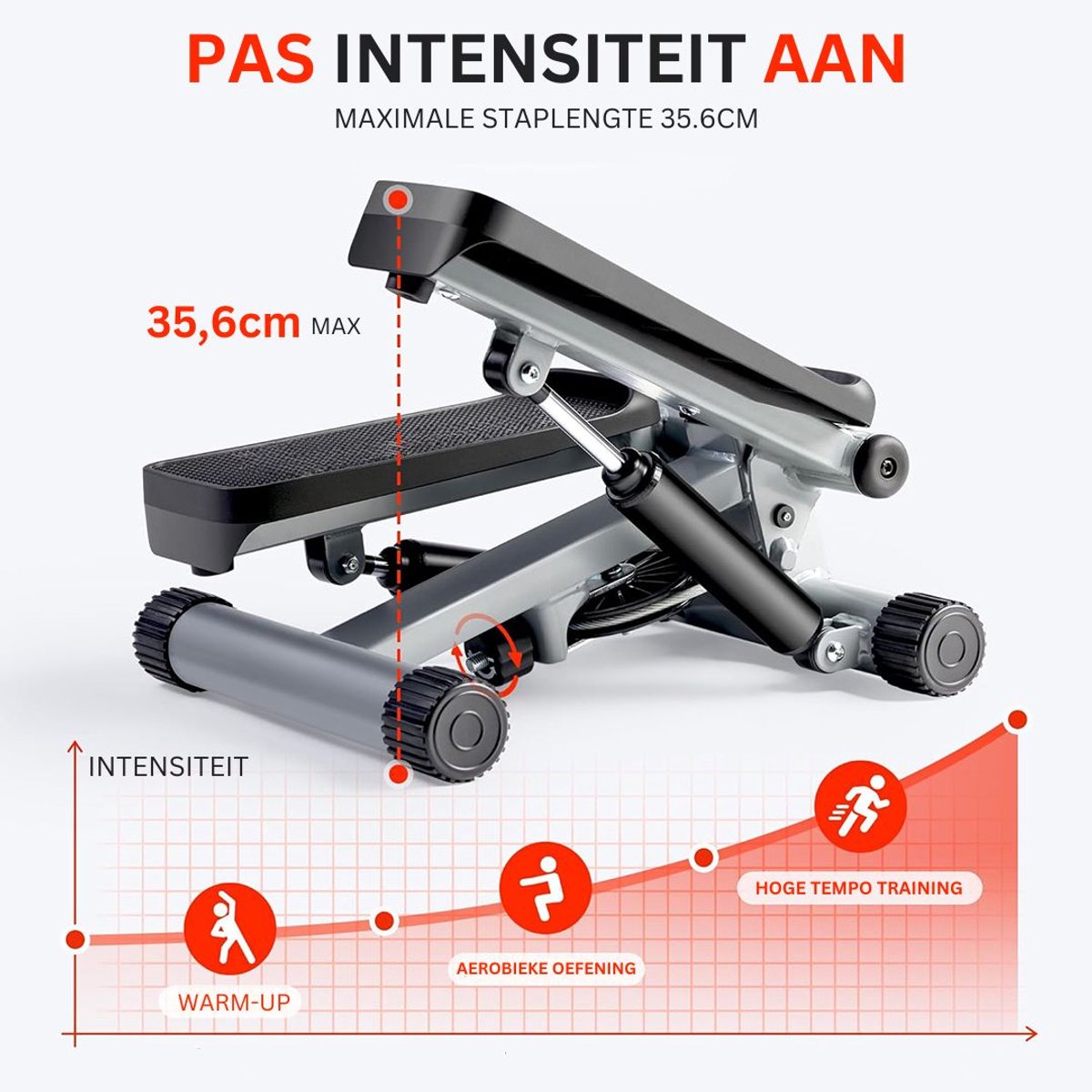 ApexArte Stepper Fitness Hometrainer Crosstrainer Mini Zwart Grijs