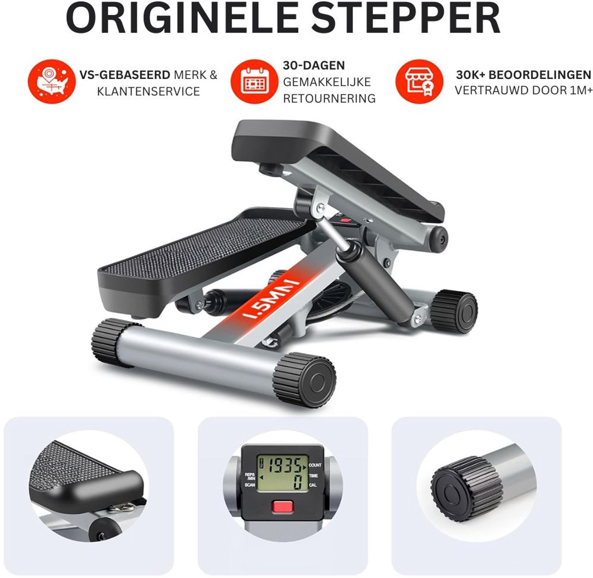 ApexArte Stepper Fitness Hometrainer Crosstrainer Mini Zwart Grijs