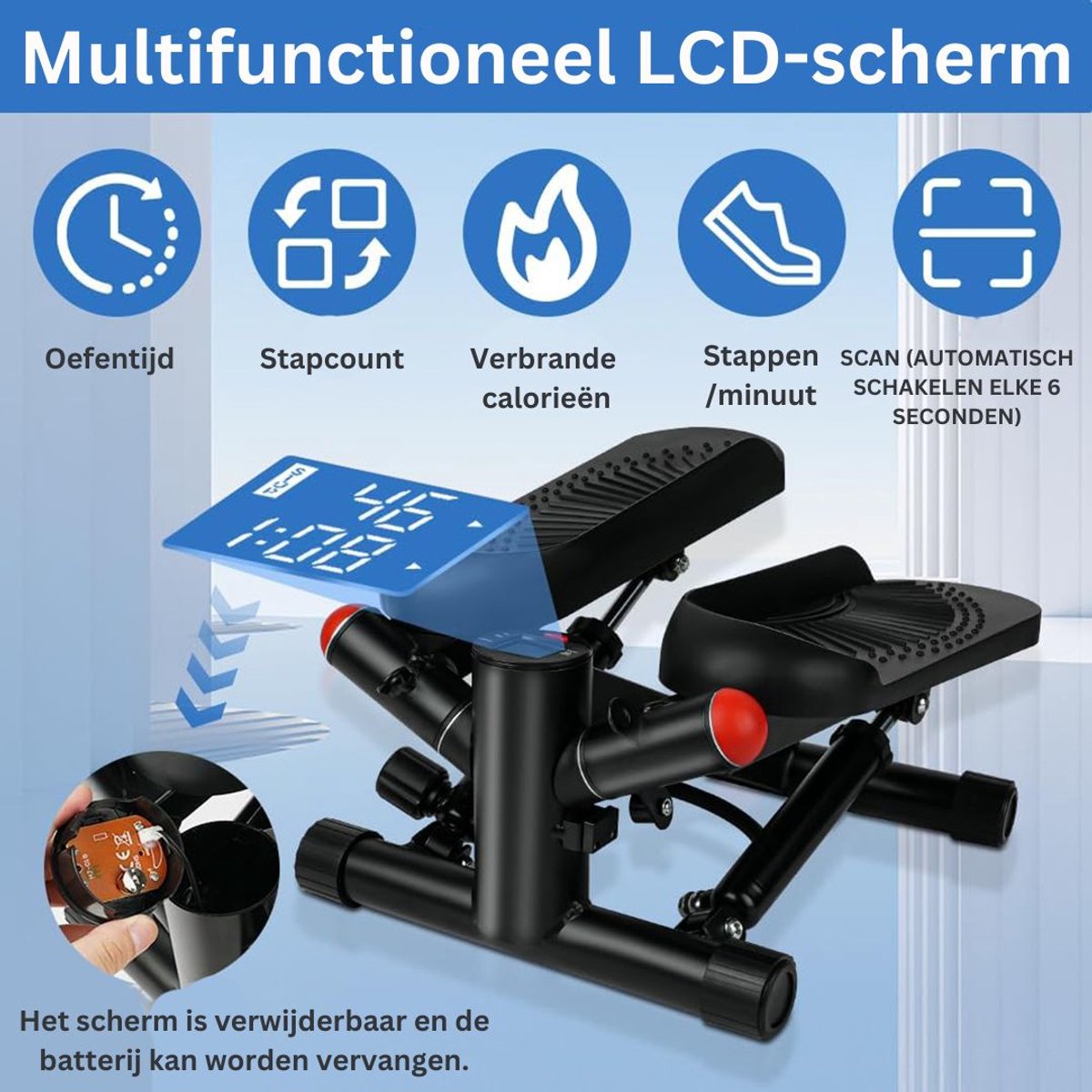 ApexArte Stepper Fitness Mini Hometrainer Zwart