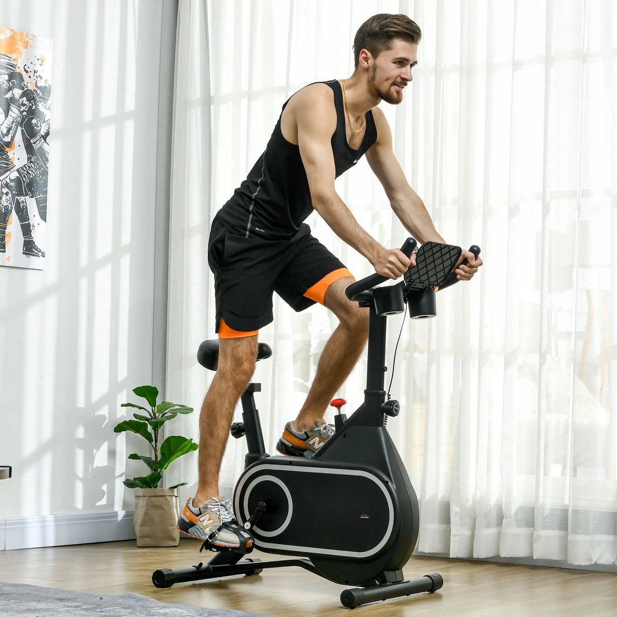 Indoorfiets Hometrainer met Verstelbare Zitting en Stuur Zwart