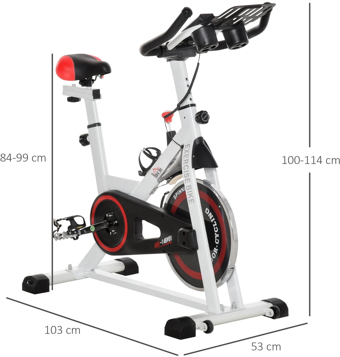 Indoorfiets Hometrainer Spinningfiets Wit Staal ABS