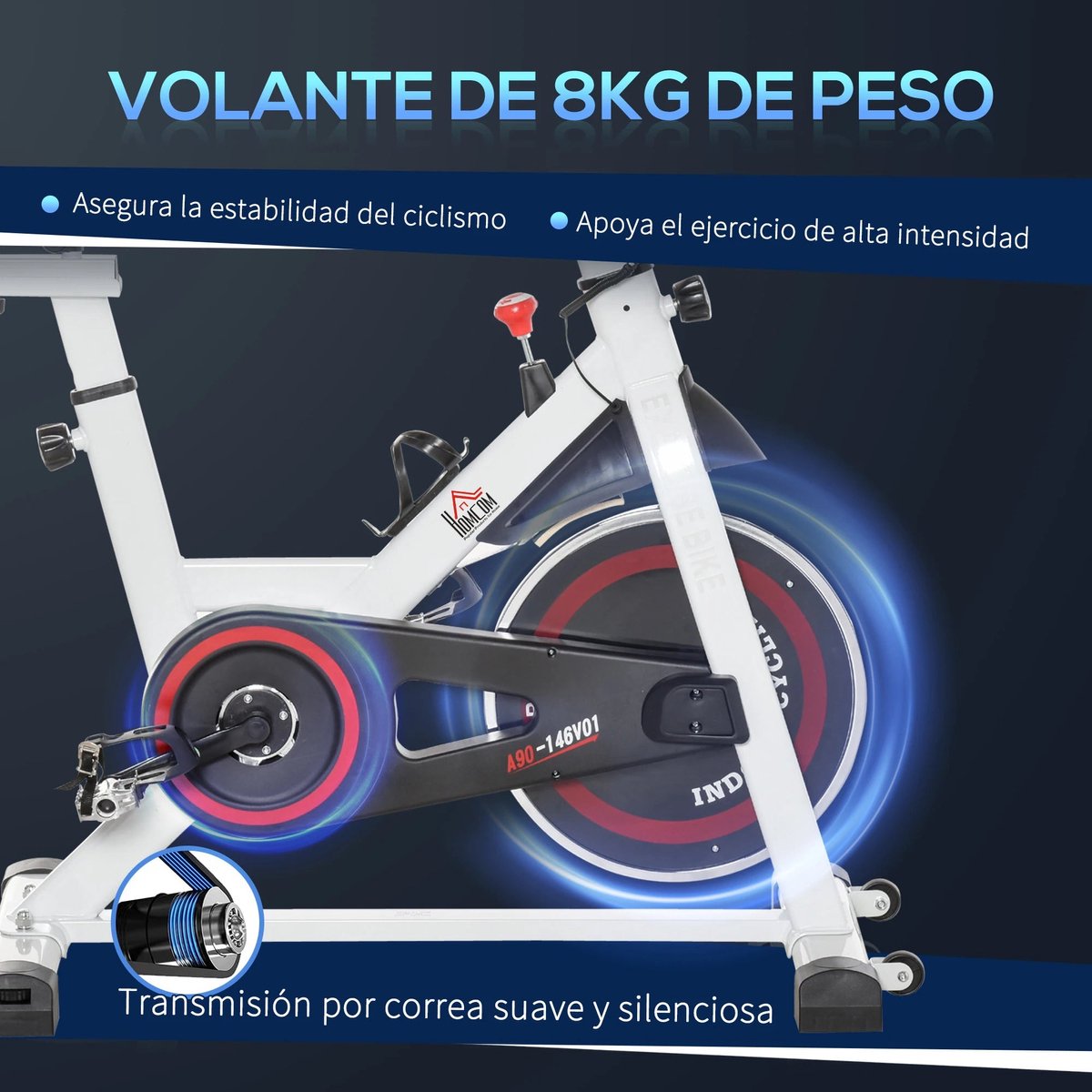 Indoorfiets Hometrainer Spinningfiets Wit Staal ABS