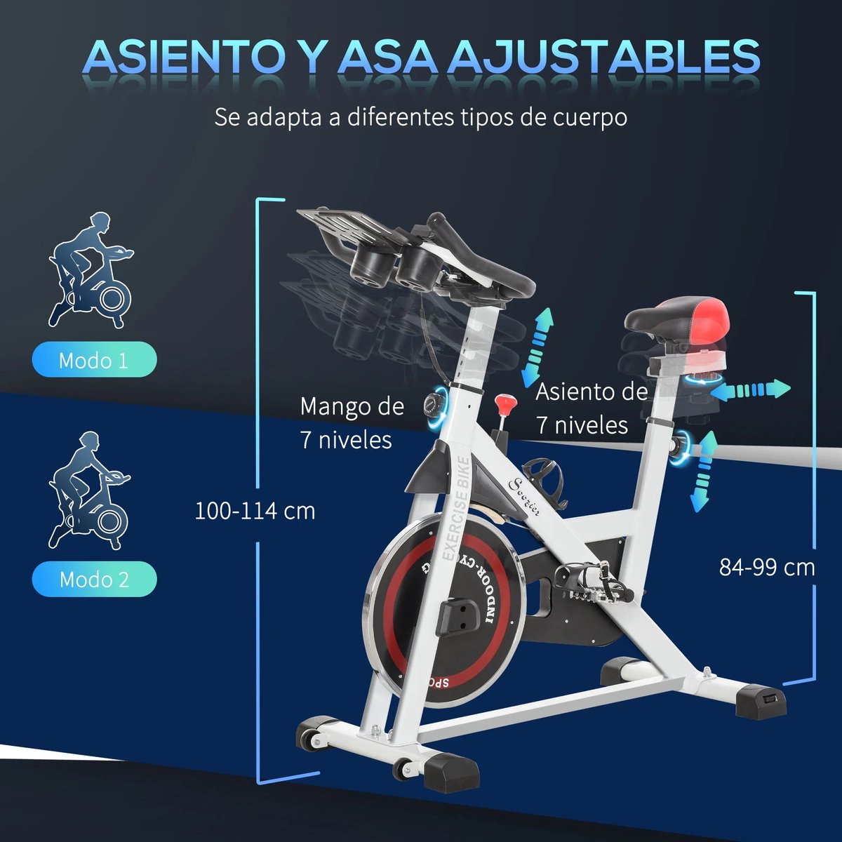 Indoorfiets Hometrainer Spinningfiets Wit Staal ABS