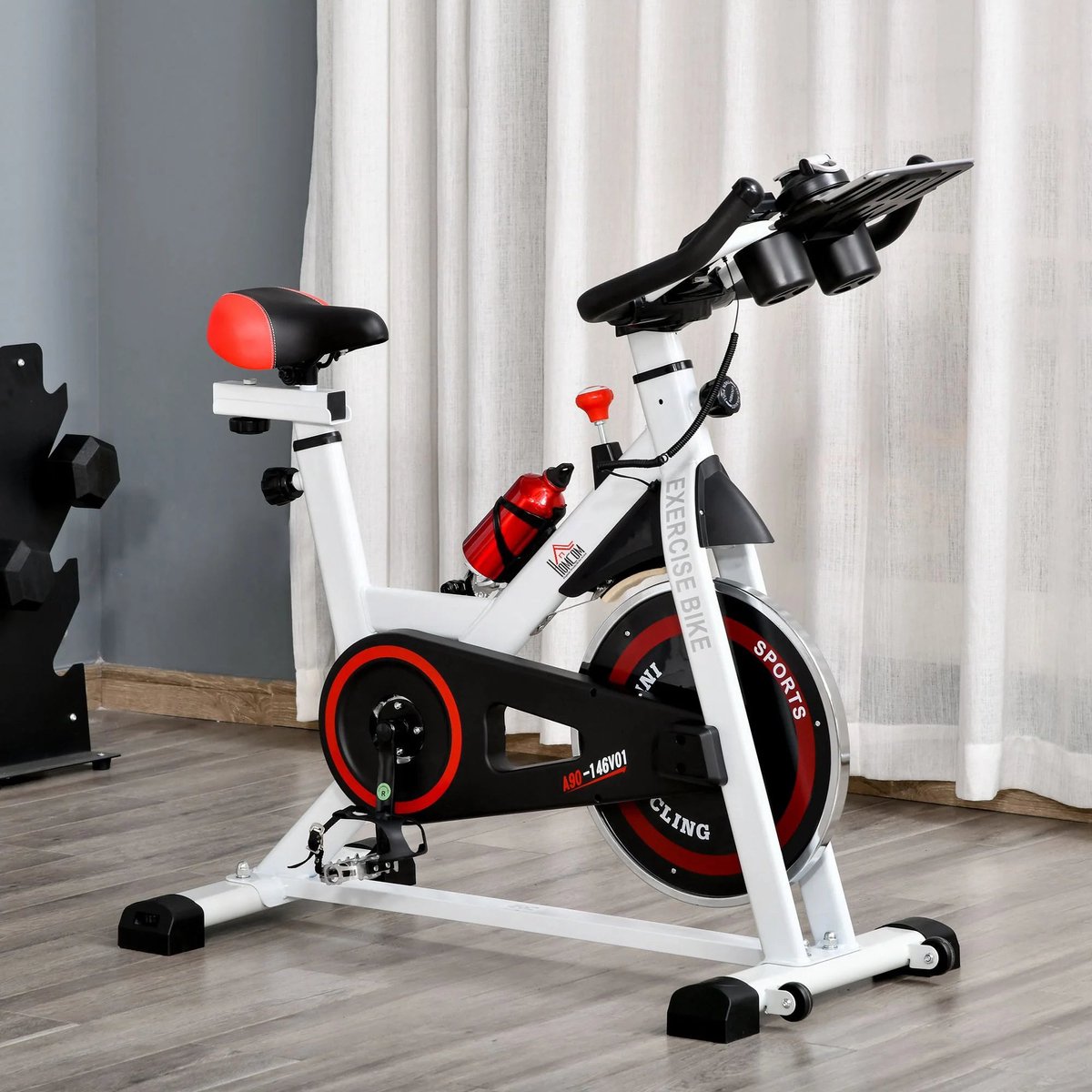Indoorfiets Hometrainer Spinningfiets Wit Staal ABS