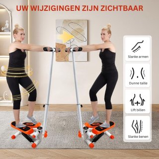 JMZR Stepper Fitness Mini Hometrainer Crosstrainer Zilver Oranje