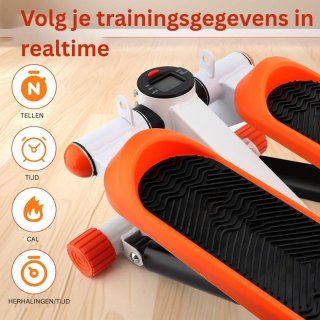 JMZR Stepper Fitness Mini Hometrainer Crosstrainer Zilver Oranje