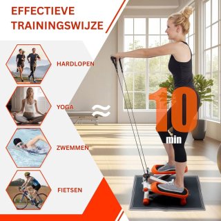 JMZR Stepper Fitness Mini Hometrainer Crosstrainer Zilver Oranje