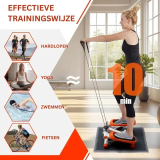 JMZR Stepper Fitness Mini Hometrainer Crosstrainer Zilver Oranje