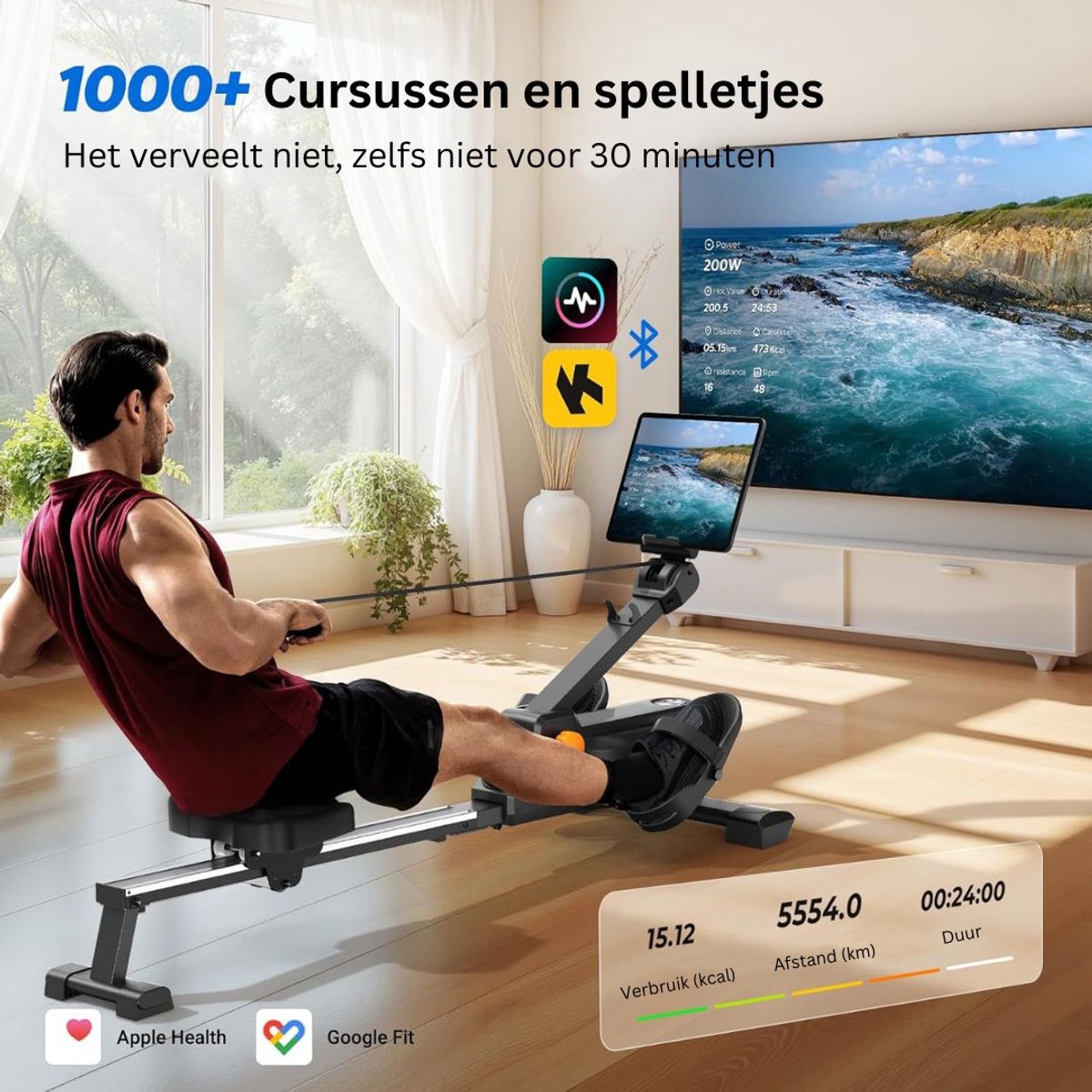 Roeiapparaat Crosstrainer Zwart