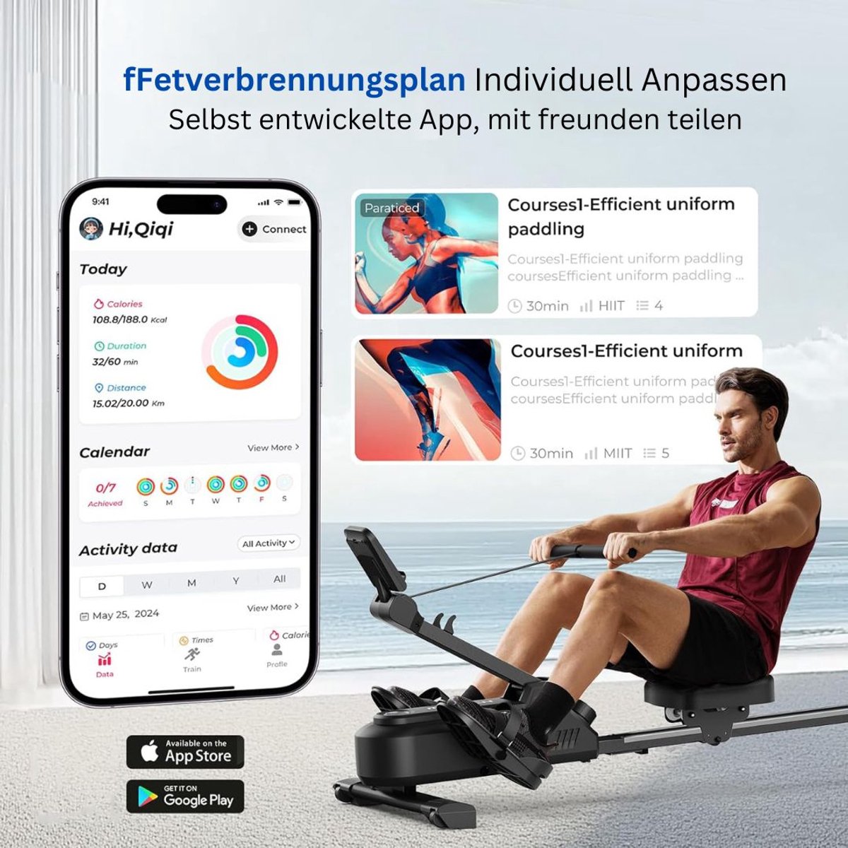 Roeiapparaat Crosstrainer Zwart