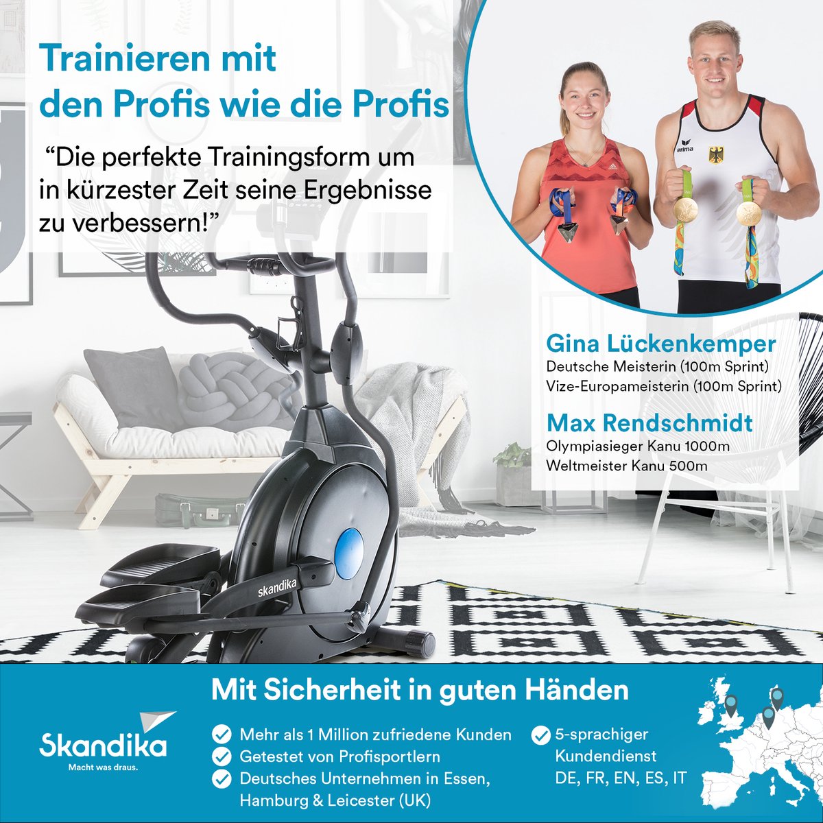 Skandika CardioCross Carbon Champ Elliptische Crosstrainer zwart
