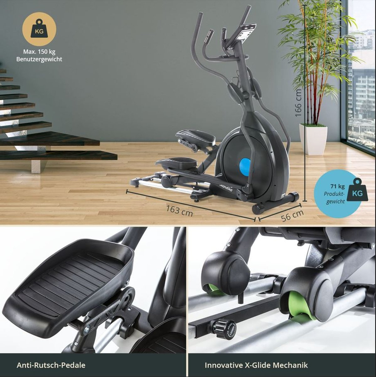 Skandika CardioCross Carbon Champ Elliptische Crosstrainer Zwart