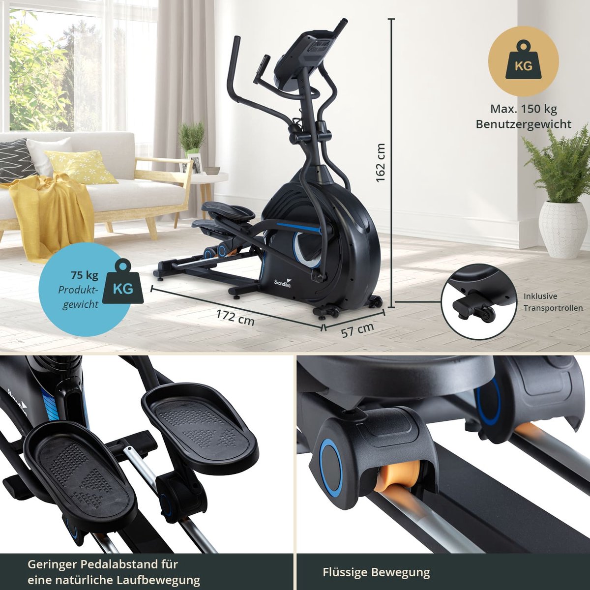 Wat vinden we goed aan de Skandika CardioCross Conqueror Crosstrainer Premium zwart/blauw