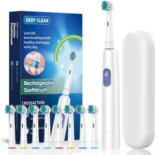 Roterende elektrische tandenborstel, snel opladende tandenborstel, mondverzorging, nieuw product - wit, 8 koppen