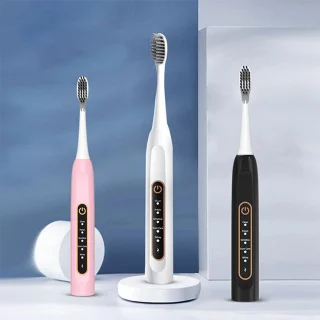 Elektrische tandenborstel voor volwassenen, oplaadbaar, sonische vibratie, zachte borstelharen, whitening, draagbaar - wit