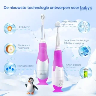 Elektrische Tandenborstel voor Baby's en Peuters met Timer en Leuk Design