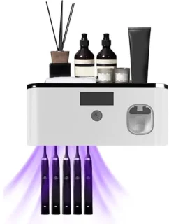 UV Tandenborstel Sterilisator met Tandenborstelhouder en Tandpastadispenser - Elektrisch, Oplaadbaar, Droog, Geschikt voor 5 Tandenborstels