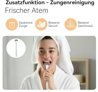 Sonische tandenborstel met tongreiniger voor volwassenen - 6 borstelkoppen, 40.000 VPM, 3 modi en snelladen