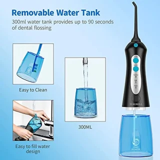Draadloze Munddouche - Elektrische Tandenreiniger met 3 Modussen en 6 Spuitmonden, IPX7 Waterproof, 300ML, USB Oplaadbaar voor Thuis en Reizen