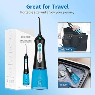 Draadloze Munddouche - Elektrische Tandenreiniger met 3 Modussen en 6 Spuitmonden, IPX7 Waterproof, 300ML, USB Oplaadbaar voor Thuis en Reizen