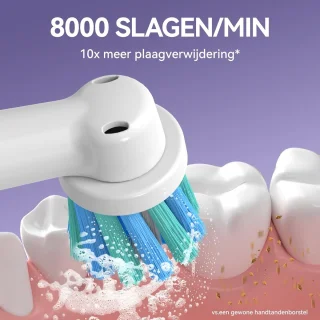 Elektrische Tandenborstel met Roterende Borstelkop, 8 Opzetborstels, 5 Modi, IPX7 Waterdicht, Oplaadbaar voor 30 Dagen
