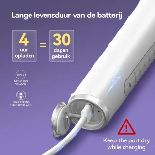Elektrische Tandenborstel met Roterende Borstelkop, 8 Opzetborstels, 5 Modi, IPX7 Waterdicht, Oplaadbaar voor 30 Dagen