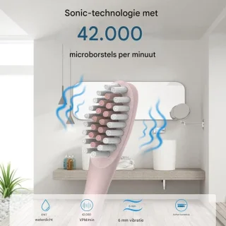 Vitdipy - Elektrische Tandenborstel - met 4 tandenborstelkoppen - Sonische - Wittere tanden - Geschikt voor volwassenen - Gevoelige tanden - Roze