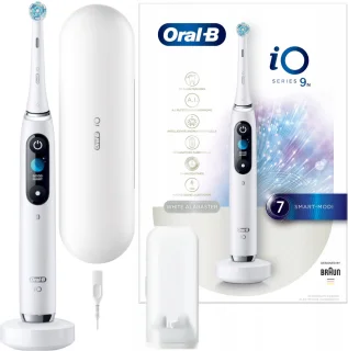 Oral-B iO Series 9 - Magnetische Tandenborstel - Alabaster White - AI technologie - Kleurenscherm - 5 poetsmodi - Smart etui