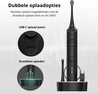 2-in-1 Elektrische Tandenborstel & Waterflosser – Oplaadbaar – Inclusief Extra Opzetborstels - Waterflosser - Elektrische tandenborstel