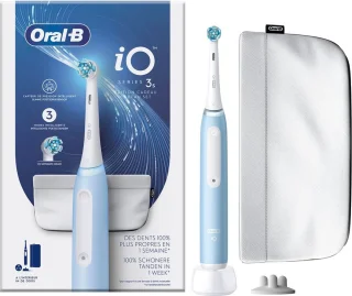 Oral-B iO Series 3S Elektrische Tandenborstel - Met 1 Opzetborstel, 1 Magnetisch Etui & 1 opzetborstelhouder - Lichtblauw