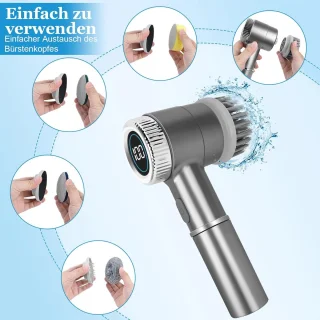 Elektrische Reinigingsborstel 5-in-1 met Verwisselbare Borstelkoppen en LED-display