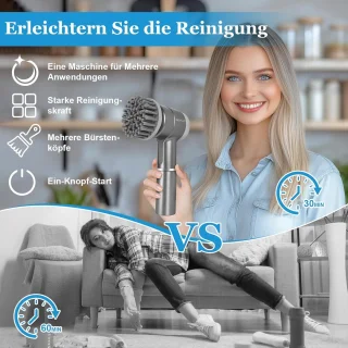 Elektrische Reinigingsborstel 5-in-1 met Verwisselbare Borstelkoppen en LED-display