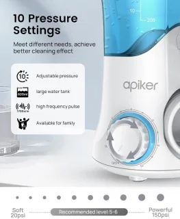 Elektrische Monddouche met 10 Drukniveaus en 8 Sproeiers - Effectieve Tandverzorging en Mondhygiëne