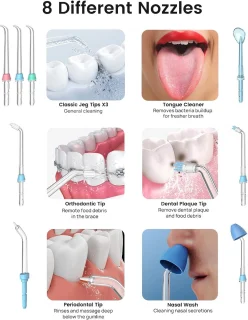 Elektrische Monddouche met 10 Drukniveaus en 8 Sproeiers - Effectieve Tandverzorging en Mondhygiëne