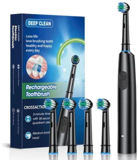 Roterende elektrische tandenborstel, snel opladende tandenborstel, mondverzorging, nieuw product - zwart, vier koppen
