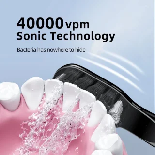 Namajunas - Elektrische Tandenborstel - Opzetborstels - Sonic elektrische tandenborstel op batterijen voor volwassenen en kinderen - 3 Dupont-opzetborstels - Ingebouwde 2-minuten timer - Zwart