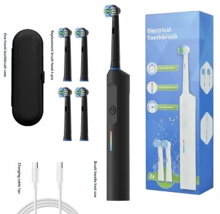 De Elektrische tandenborstelset voor volwassenen met roterende ronde kop en zachte haren - Automatisch - Zwart 4 koppen in één oogopslag