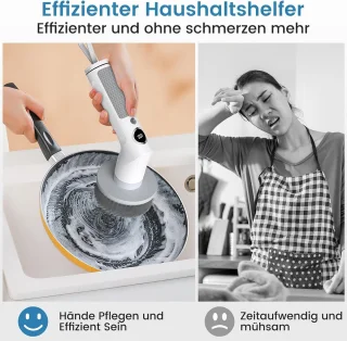 Elektrische Reinigingsborstel met Verwisselbare Koppen en 2 Reinigingsmodi voor Badkamer, Keuken en Auto