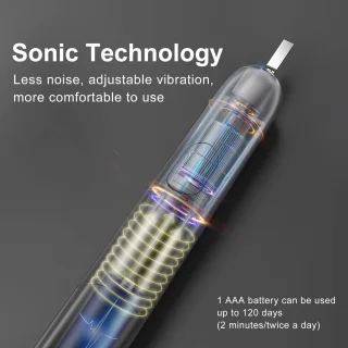 Namajunas - Elektrische Tandenborstel - Opzetborstels - Sonic elektrische tandenborstel op batterijen voor volwassenen en kinderen - 3 Dupont-opzetborstels - Ingebouwde 2-minuten timer - Zwart
