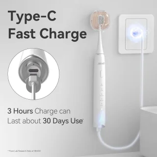 Elektrische Tandenborstel met Druksensor, Sonische Technologie, 5 Poetsstanden, USB-C Opladen en 8 Opzetborstels
