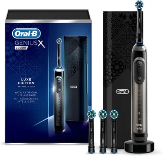 Oral-B Genius X 20000 - Luxe Edition Antracietgrijs - Elektrische Tandenborstel - 1 Handvat en 4 Opzetborstels