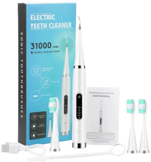 2-in-1 elektrische tandenborstel Sonic Cleaner Tandsteenverwijderaar Smart tandenborstel Volwassenen - Wit Drie koppen