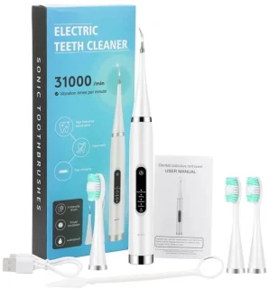 2-in-1 elektrische tandenborstel Sonic Cleaner Tandsteenverwijderaar Smart tandenborstel Volwassenen - Wit Drie koppen