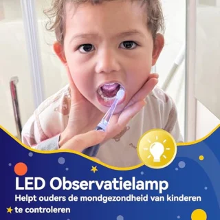 Elektrische tandenborstel voor kinderen met LED-verlichting en zachte borstelkoppen