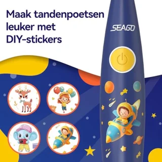 Elektrische tandenborstel voor kinderen met LED-verlichting en zachte borstelkoppen
