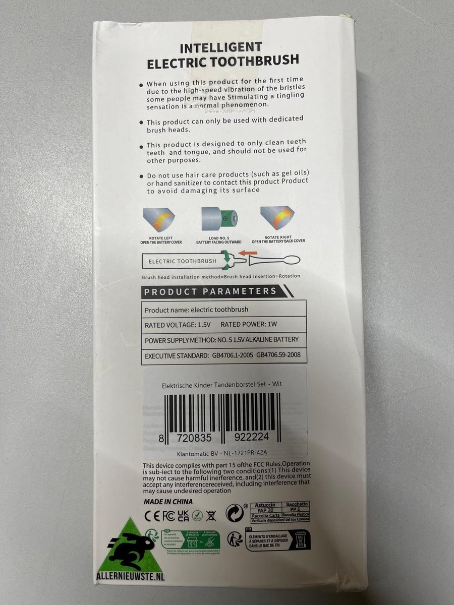 Allernieuwste.nl Elektrische Kinder Tandenborstel Set Wit