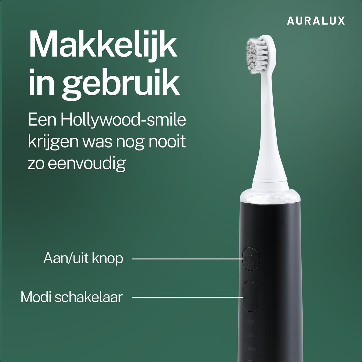 AuraLux Sonische Elektrische Tandenborstel Zwart