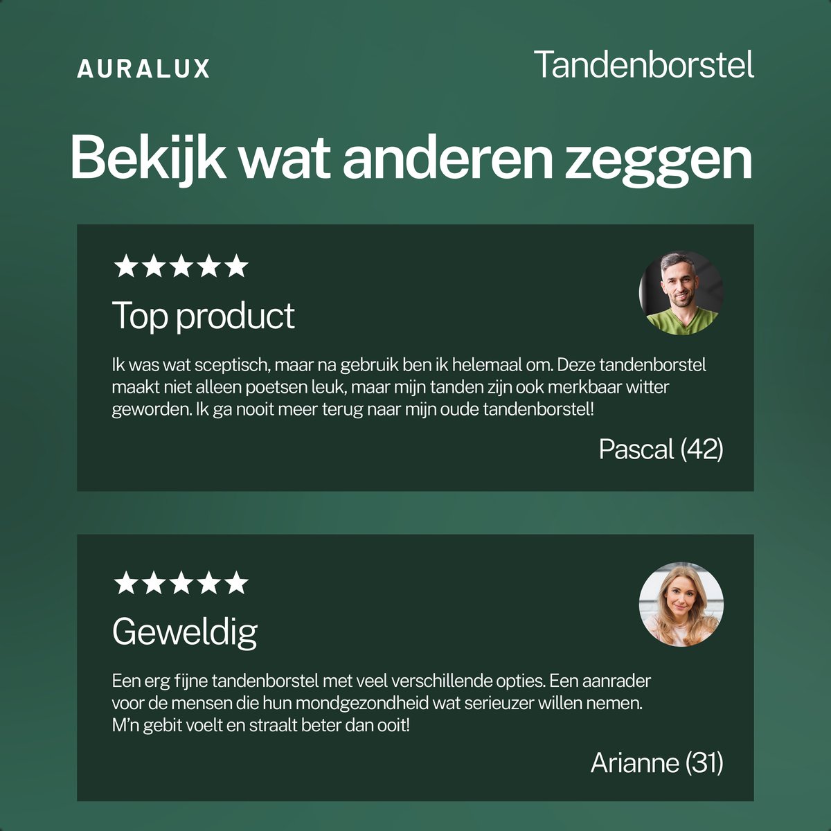 AuraLux Sonische Elektrische Tandenborstel Zwart