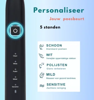 AXIMO Elektrische Tandenborstel Sonic USB Zwart inclusief 4 Opzetborstels