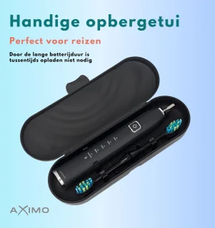 AXIMO Elektrische Tandenborstel Sonic USB Zwart inclusief 4 Opzetborstels